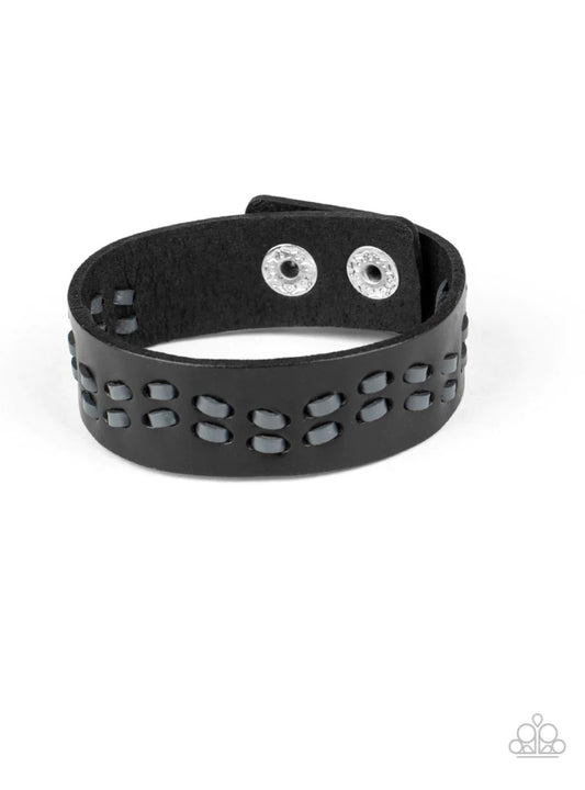 1023- black leather bracelet