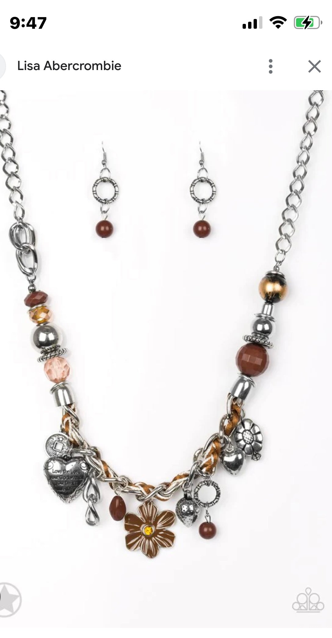 1093- Brown charm necklace