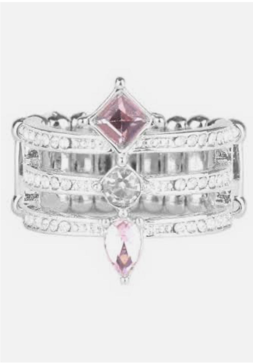 1102-Pink rhinestone ring