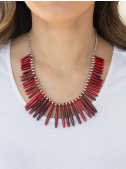 2468 Red acrylic spike necklace