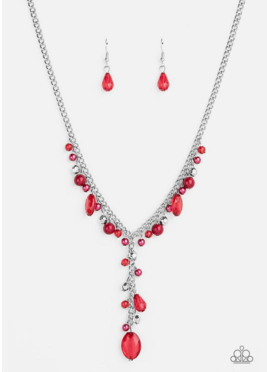 2546 Red bead Y necklace