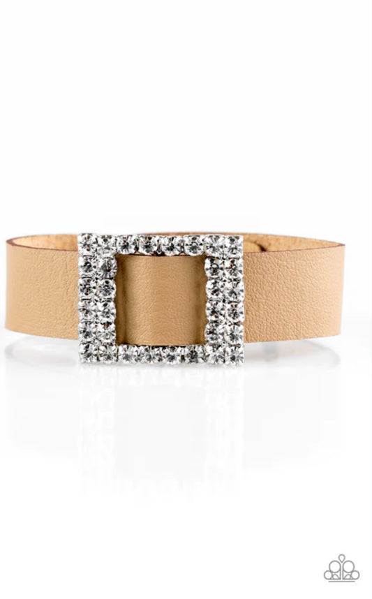 4475 tan suede bracelet with bling