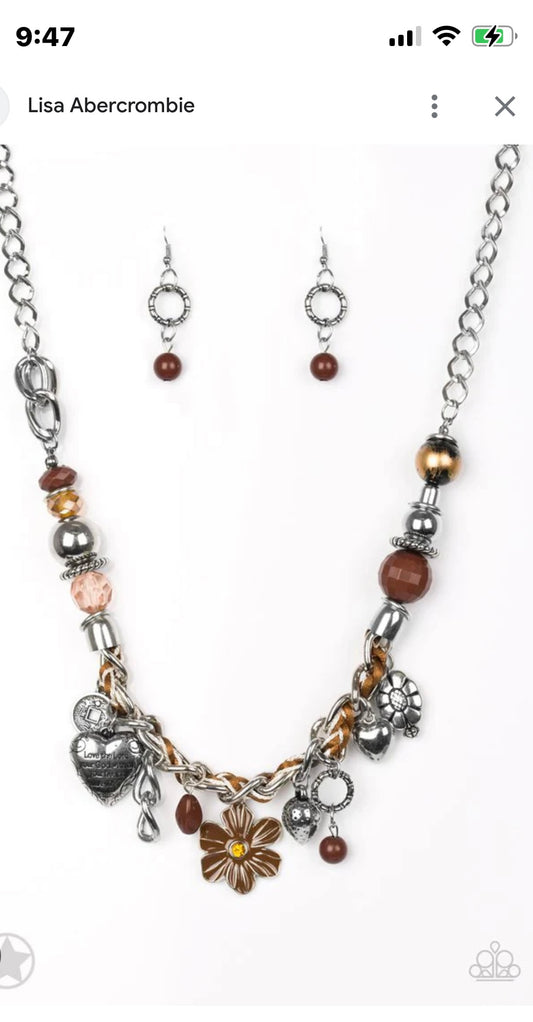 1093-2 Brown charm necklace